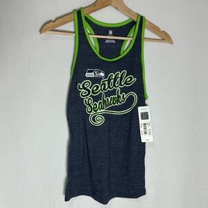 NFL Team Apparel Seattle Seahawks Racerback Tank Top Gray Green K-F7C45 N Large
